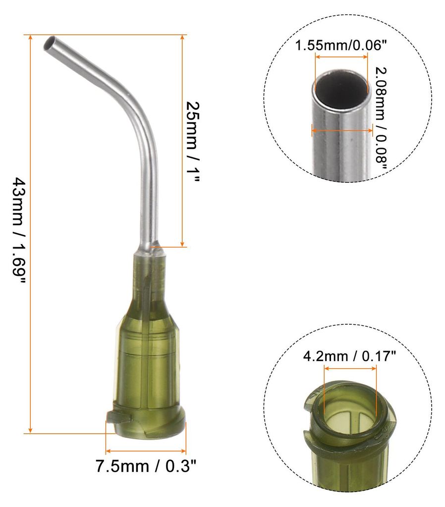 12 Stš¹ck Stumpfe Spitz Dosiernadeln 14 Gauge 45¡ã Gekrš¹mmt Dosiertipps 1" Ende Gewinkelt Spendernadel mit Luer Ellbogen Stumpfe Nadel fš¹...
