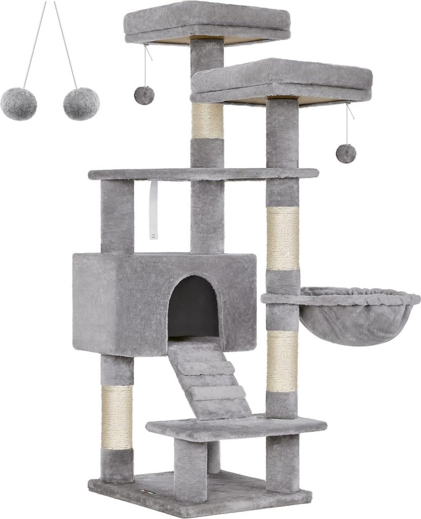 Songmics Kratzbaum Katzenbaum 142 cm Hellgrau