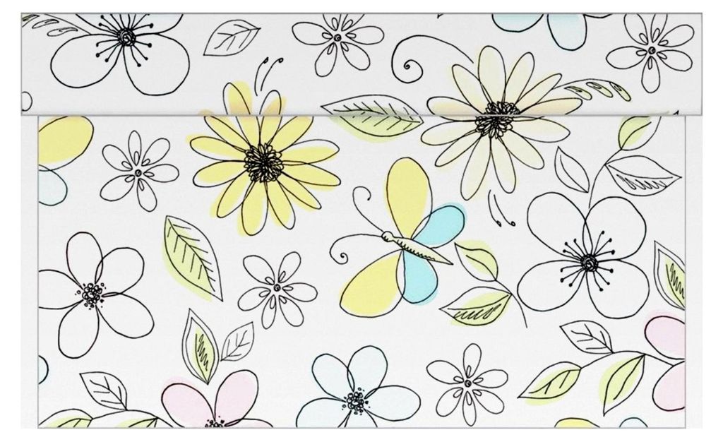 Tischläufer Nikita, Pastell, Linclass Airlaid, 40cm x 4,80m, 1 Stück, perforiert alle 30cm, Schmetterlingsdesign in Pastelltönen, geeignet fü...