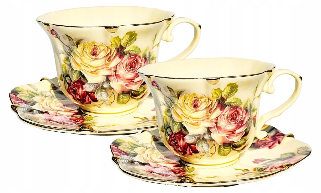 Plato, Plato, Porcelana, flores, rosas, set de 2 piezas de Imagen del producto 