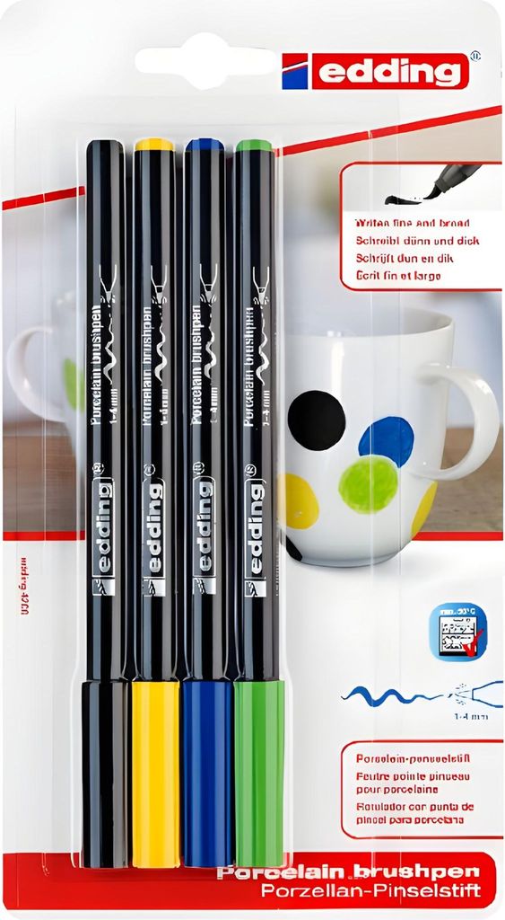 Edding Porzellanpinselstift 4200 1-4 mm 4er-Set cool colours