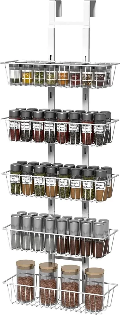 Organisateur de rangement multifonctionnel blanc pour cuisine et garde-manger