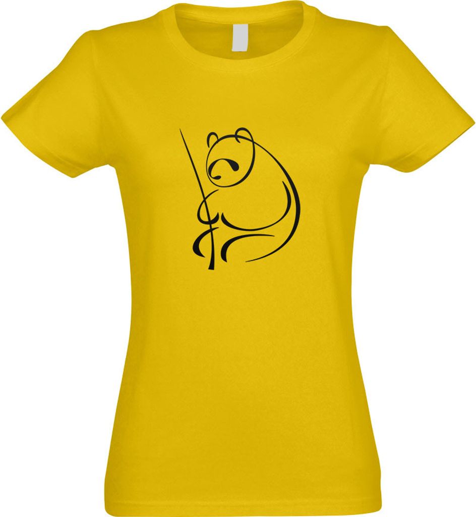 Kiwistar - T-Shirt tailliert - Damen - gelb - Pandabär Motiv 1 - mit Motiv Bedruckt - Funshirt Design - Sport - Freizeit - Damen - S