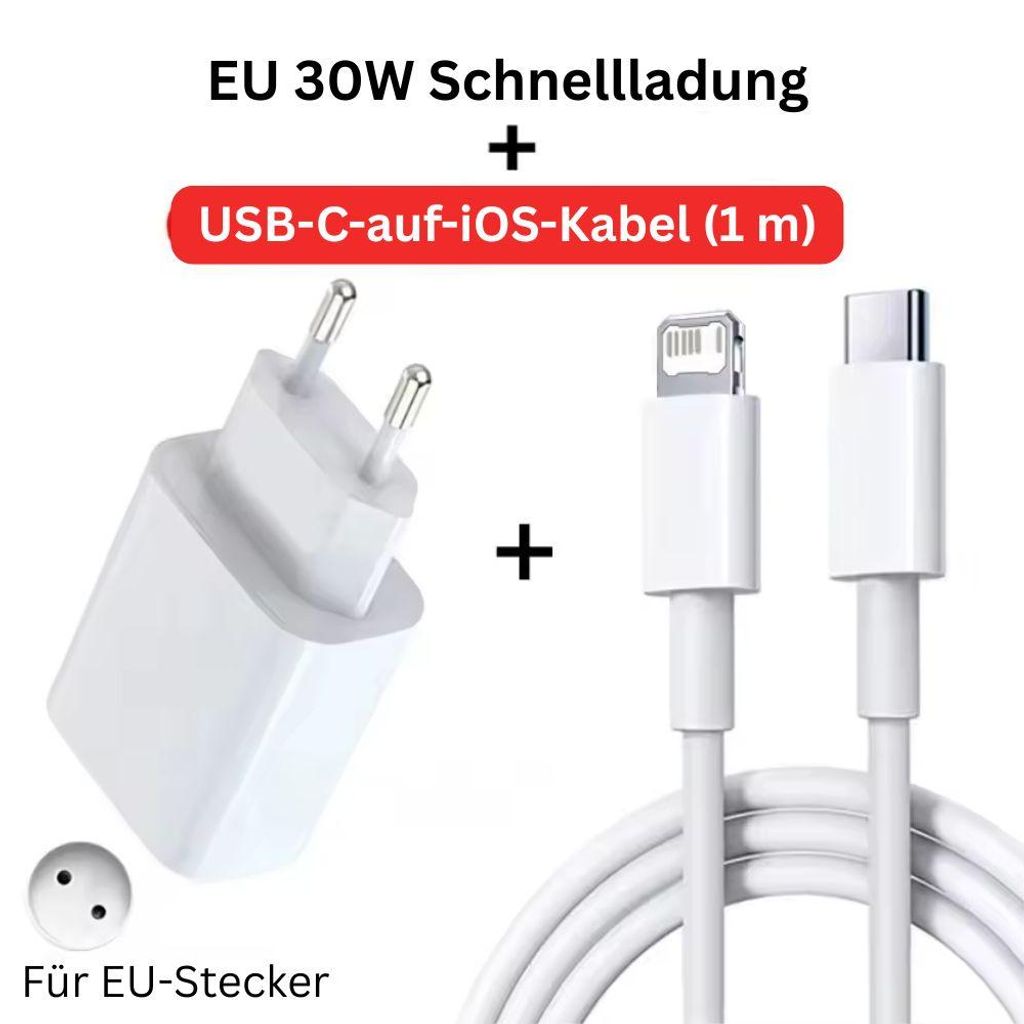 30W PD Schnellladegerät mit USB C auf Lightning Kabel für iPhone 11 12 13 Pro Max und iPhone 14 Serie kompakter Fast Charger für schnelles
