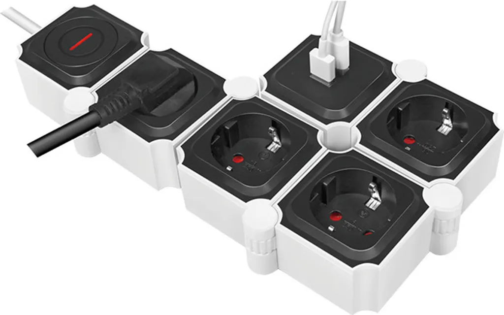 Multiprise 4 prises terre et double chargeur USB-A avec cordon de 1,5m