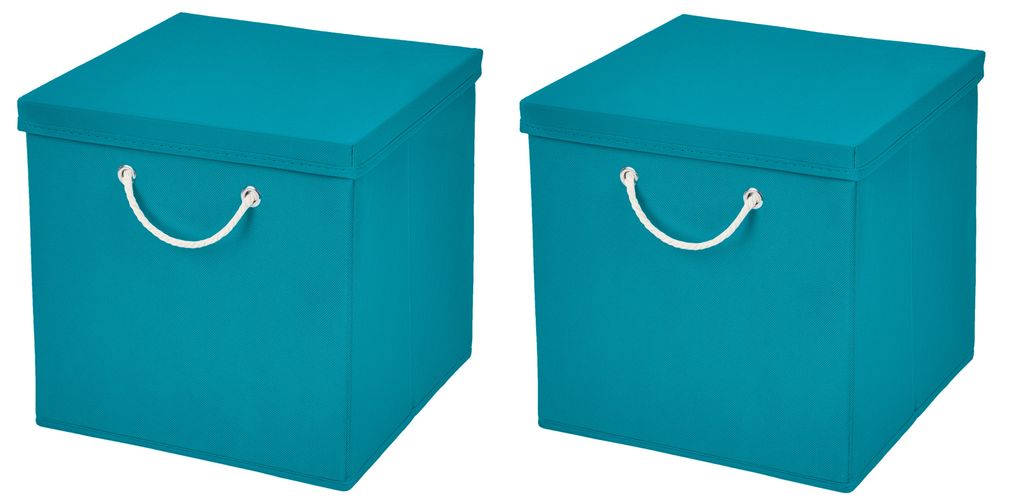StickandShine 4er Set Schwarz Faltbox 30 x 30 x 30 cm Aufbewahrungsbox  faltbar mit Kordel und mit Deckel : : Küche, Haushalt & Wohnen