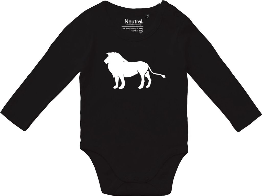 Huuraa Baby Body Löwe Silhouette Geschenk Größe 62 Black Baumwolle Fairtrade Löwe Babykleidung
