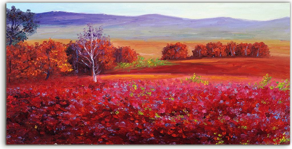 Coloray Canvas 120x60 Wandbild Leinwand Bilder Deko Landschafts Baum abstrakte Gras