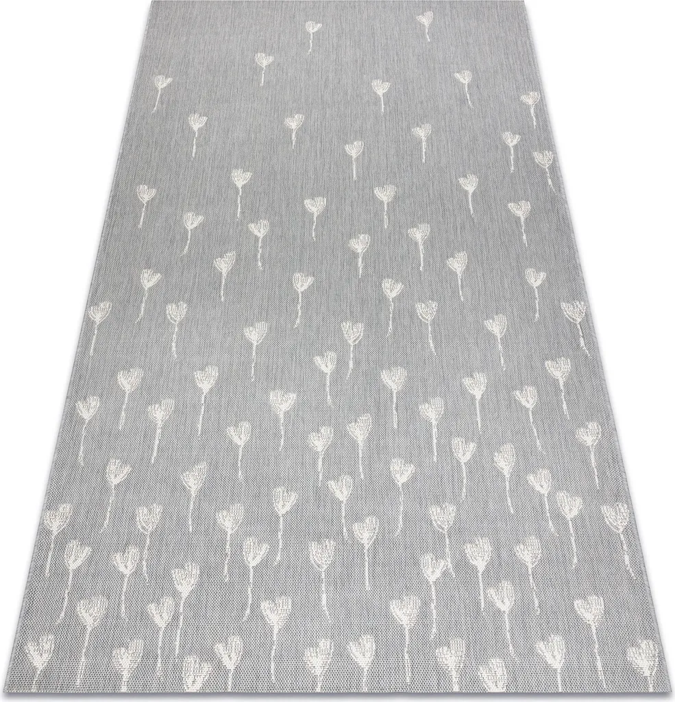 Tapis SIZAL FLAT aspect corde gris fleurettes crème 200x290 durable