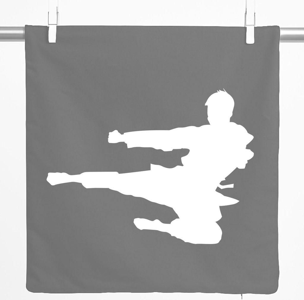 Huuraa Kissenbezug Karate Silhouette 40x40cm Steel Grey Baumwolle Dekokissenbezug Geschenkidee