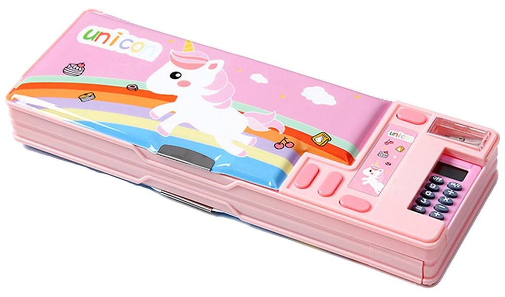 Multifunktionales Federmäppchen für Mädchen und Jungen, niedlicher Stiftehalter mit Cartoon-Aufdruck für Schrein, Anspitzer, Planer und Schulbe...