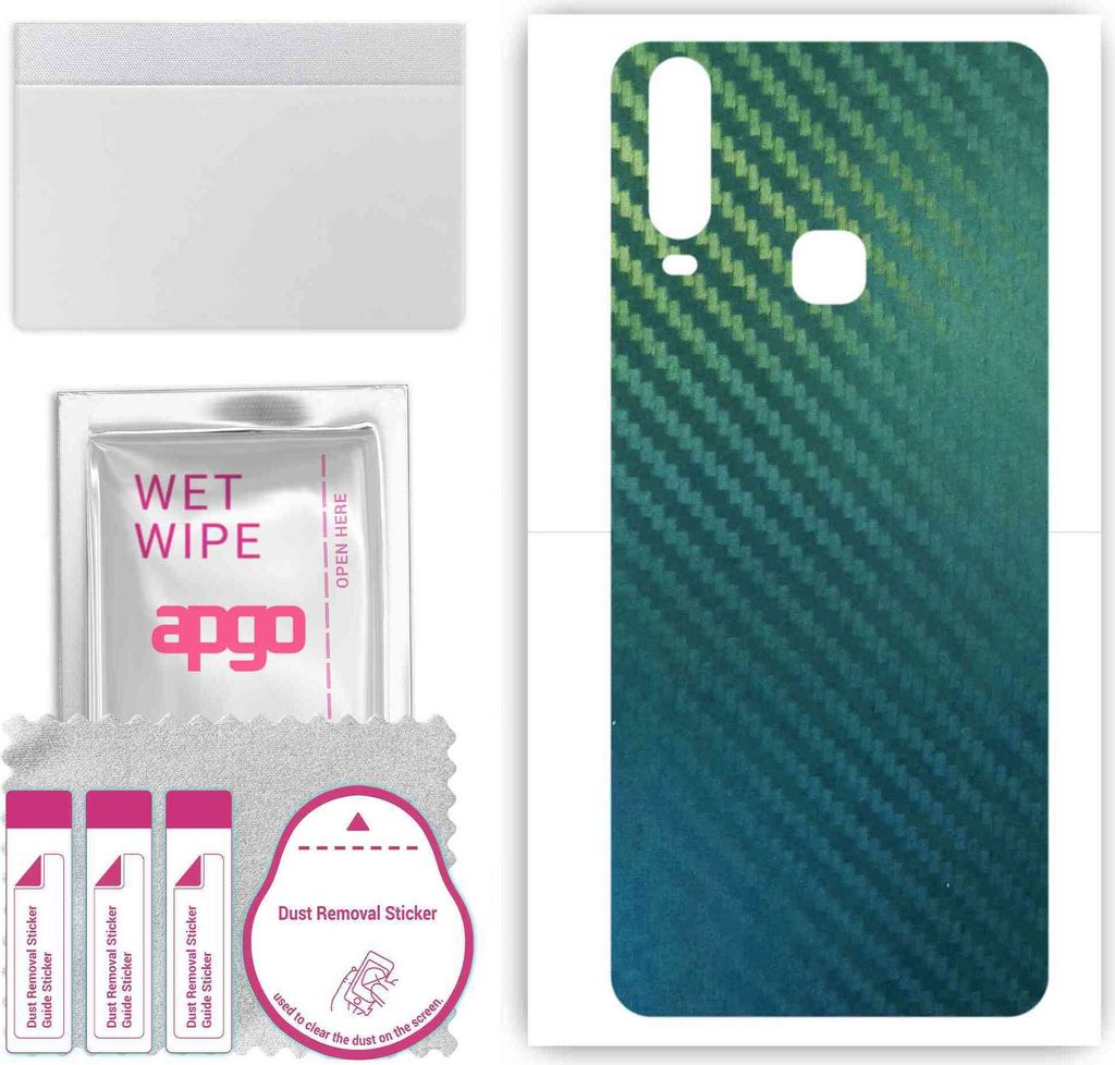apgo Rückseite Schutzfolie, Skin, kompatibel mit vivo Y19, Hinten Displayschutzfolie aus Vinylfolie, kratzfest, einfache Montage - Kohlenstoff-Cha...