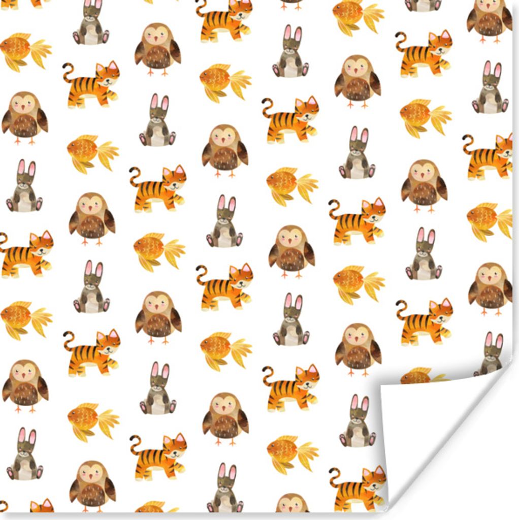 MuchoWow Poster Wilde Tiere - Muster - Farben 30x30 cm - Wandposter - Printing