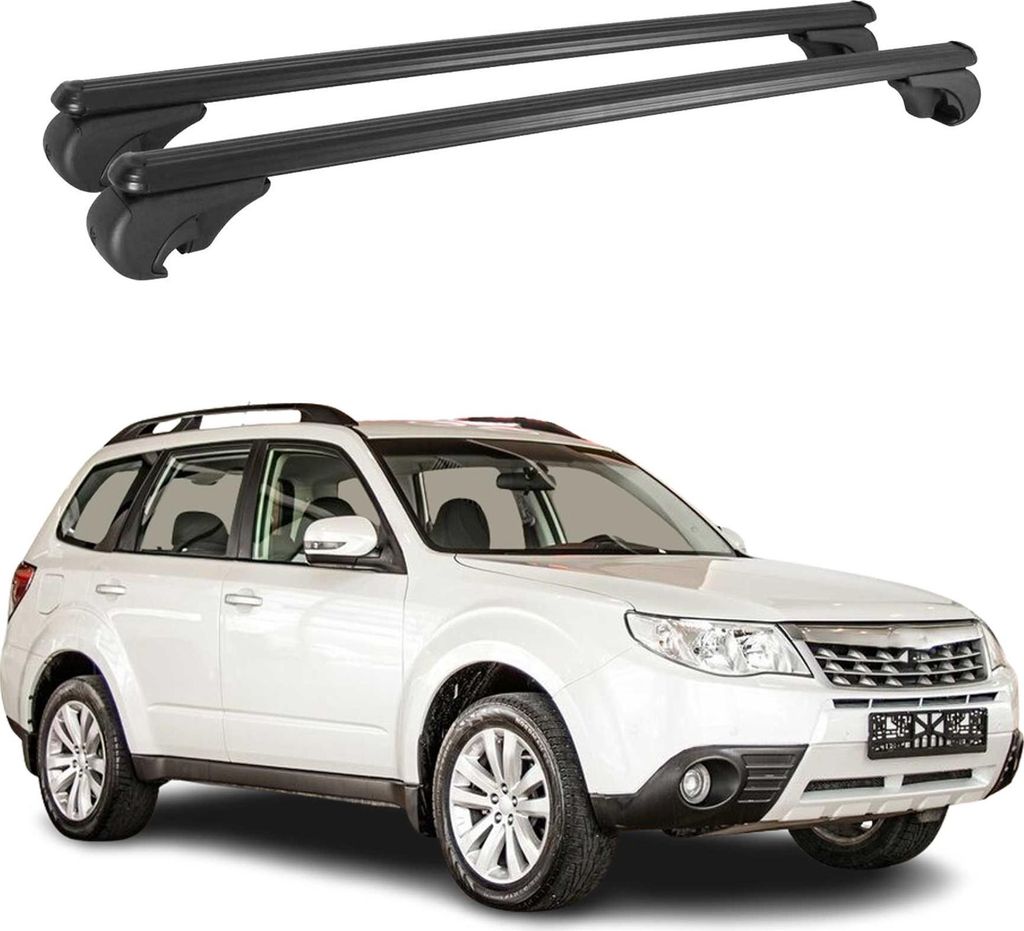 Dachträger für Subaru Forester 2008-2013 Gepäckträger Grundträger Alu Schwarz 2x