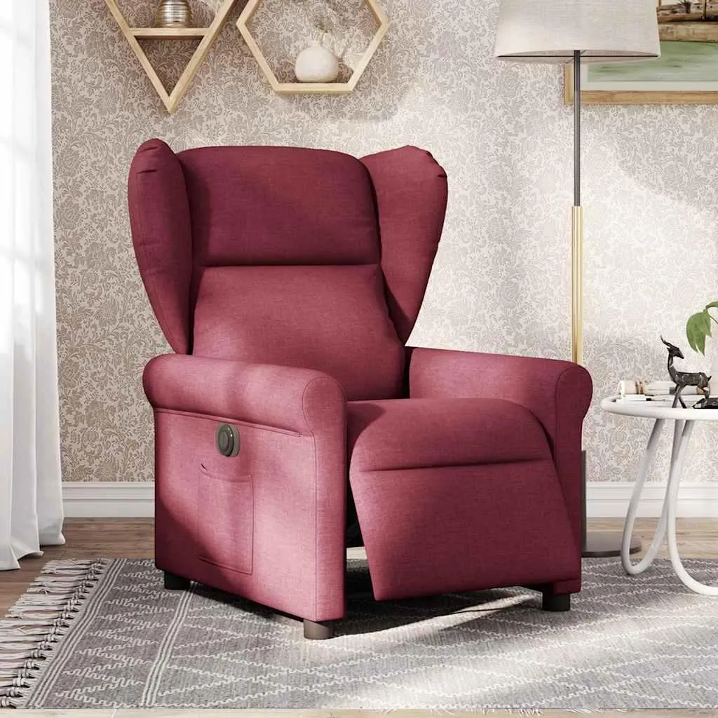 Fauteuil relax électrique contre le mal de dos en tissu rouge vin