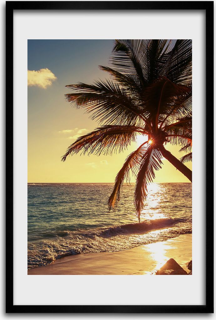 Bild - Bilderrahmen - 40 cm x 60 cm - MDF - Rahmen - Wandkunst - Tropischer Strand