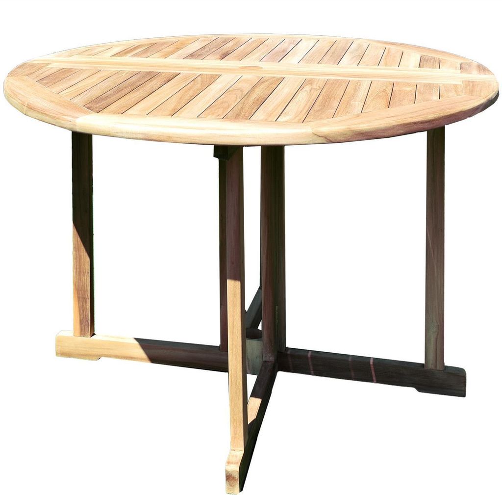 Teako Design Klapptisch Teakholz Rund Savona Massivholz wetterfest – Für Garten, Terrasse, Balkon & Innenbereich (80 cm)