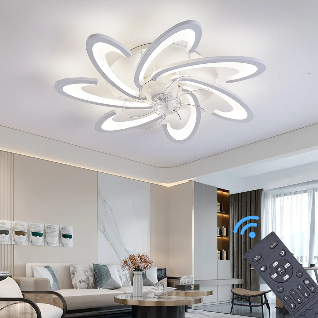 Plafonnier ventilateur LED pour chambre avec minuterie et 6 vitesses