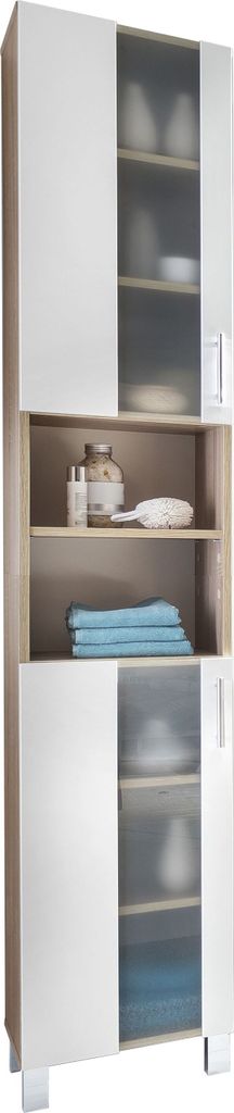 trendteam Bad Hochschrank Porto Eiche Sägerau hell Produktbild 