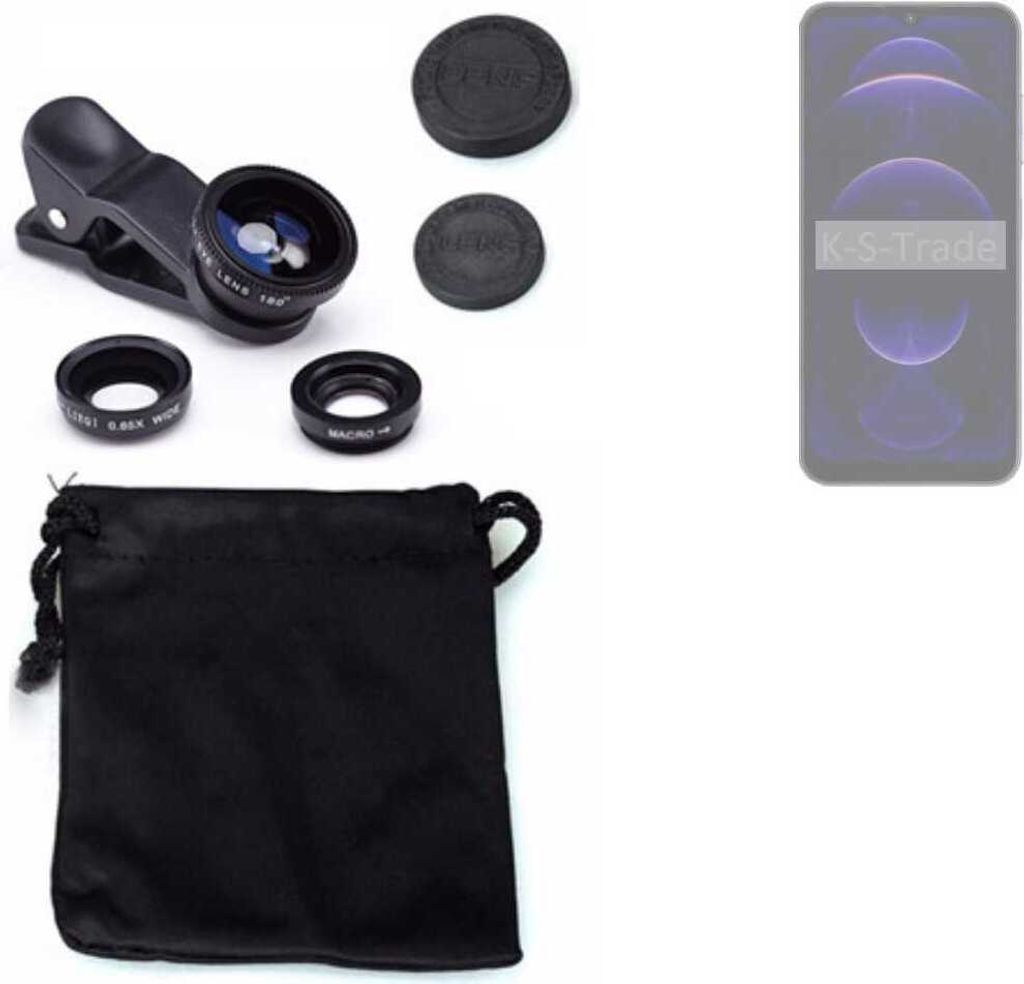 K-S-Trade Smartphone Kamera Linsen Set Kompatibel mit Hotwav Note 13 3in1 Clip-On Kamera Adapter Macro Weitwinkel FishEye Fischauge Objektiv Linse