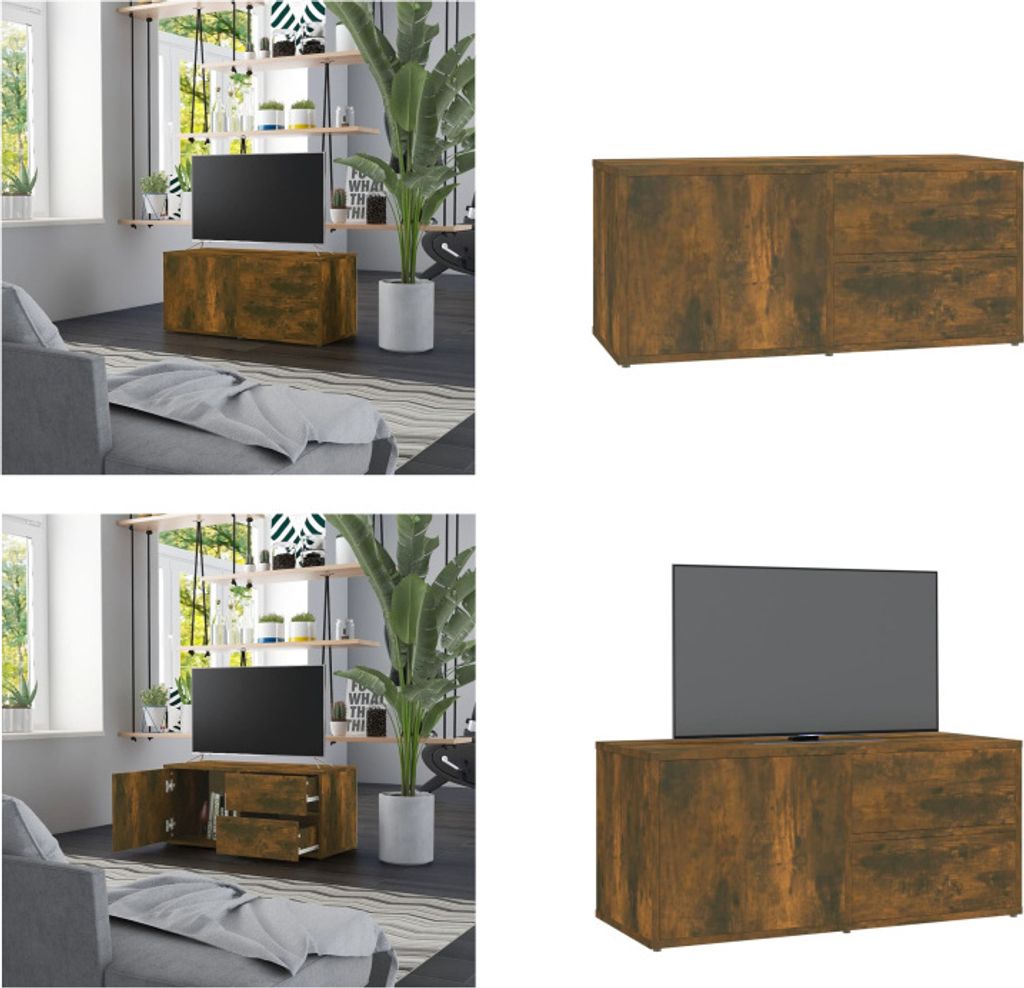 vidaXL TV Schrank Räuchereiche 80x34x36 cm Holzwerkstoff - TV-Schrank - TV-Schränke - TV-Möbel - TV-Ständer