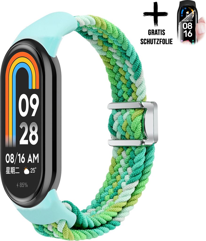 Armband Für Xiaomi Smart Band 8 9 * Bunt-Grün * Nylon Magnet Uhrenarmband Armband Zubehör Ersatz Moe-Pley