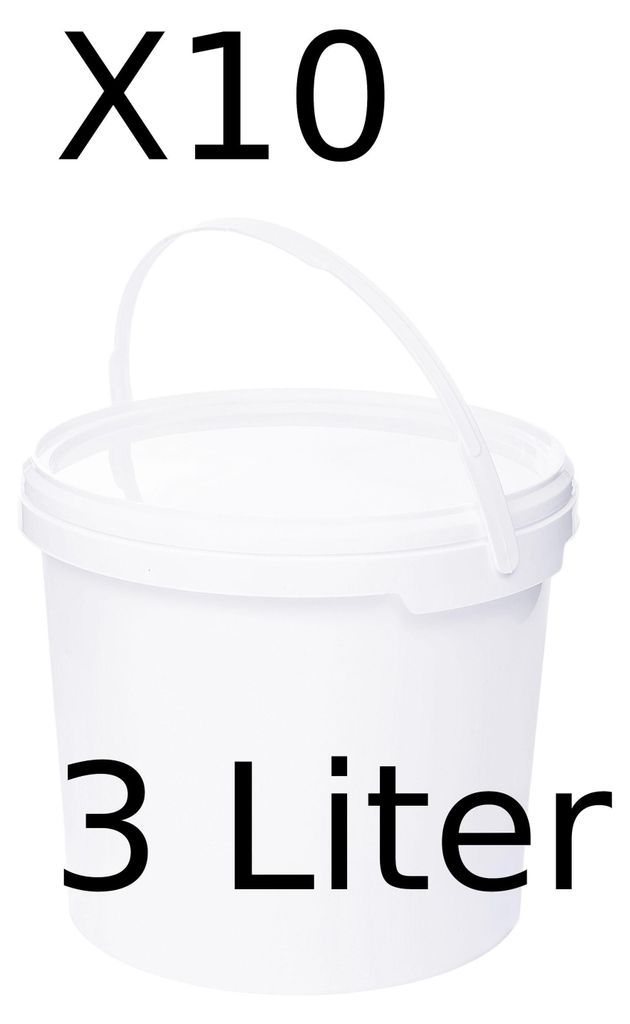 BenBow Eimer mit Deckel 3L x10 Weiß - lebensmittelecht, Produktbild 