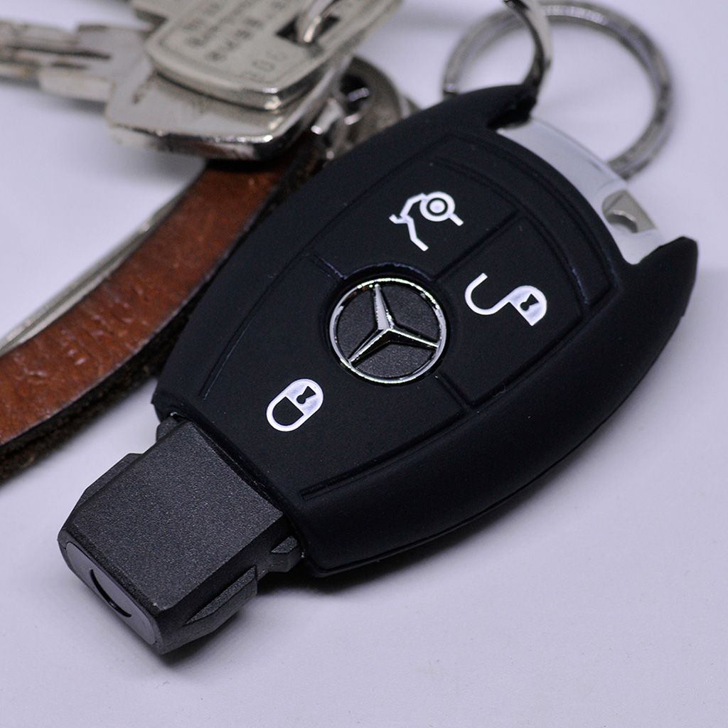 Auto Schlüssel Hülle für Mercedes-Benz W205 A217 Anhänger Schutz Cover Etui  Grau