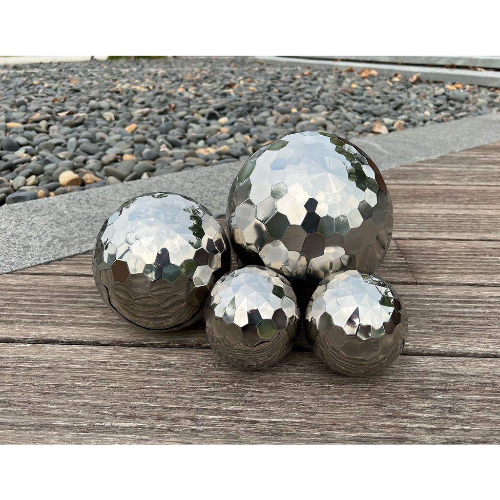 4er Set Dekokugeln DIAMANT aus Edelstahl Schwimmkugeln glänzend