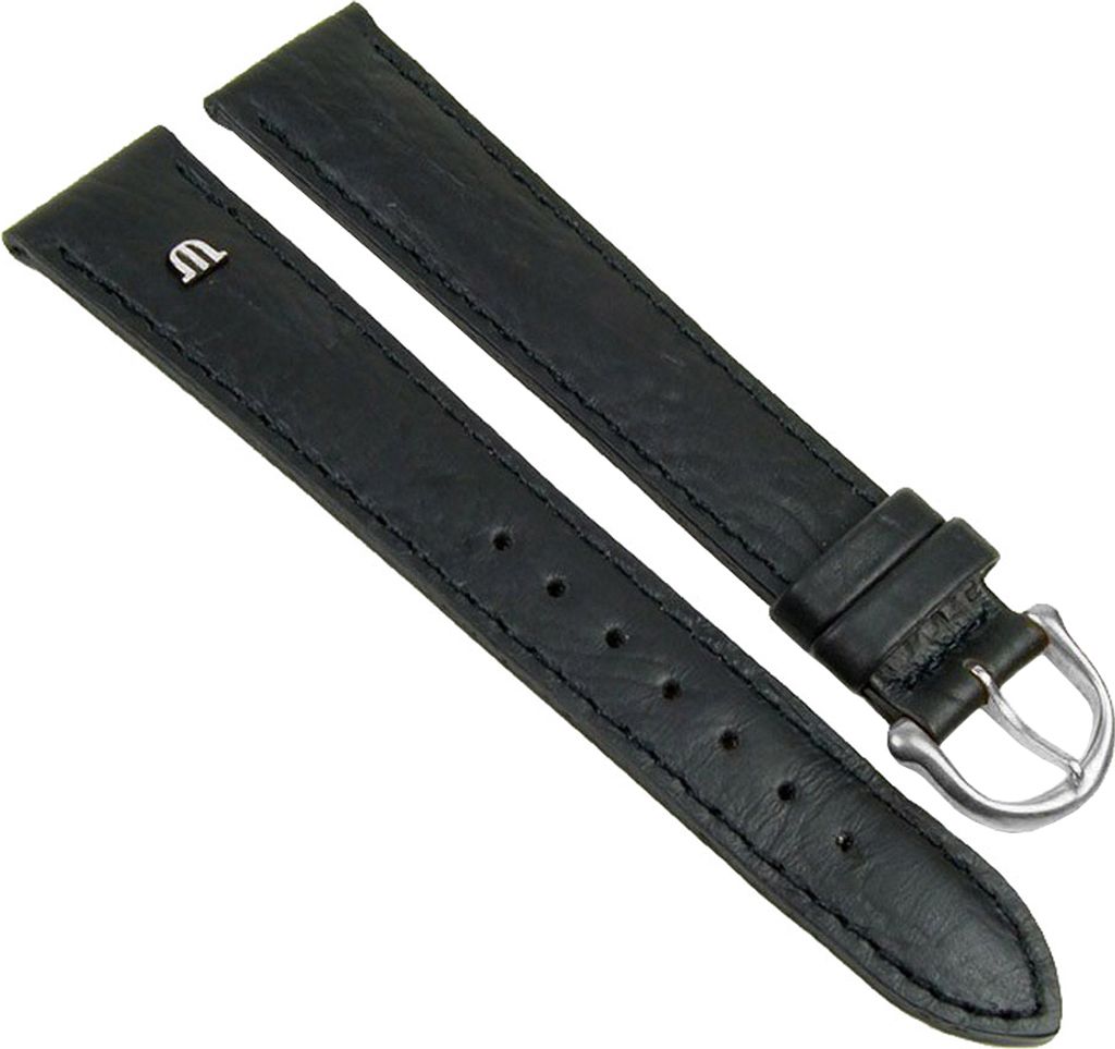 Maurice Lacroix - Uhrenarmband Büffelkalb - Leder schwarz XL - 19605, Stegbreite:15mm, Schließe:Silbern