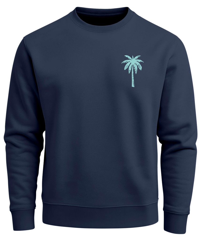 Sweatshirt Herren ohne Kapuze Palme Brustlogo Palm Tree Frontprint Rundhals-Pullover Fashion Streetwear Neverless
