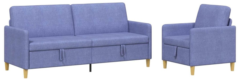 vidaXL Sofa Set mit Stauraum 2 pcs Jeans blau Polyester