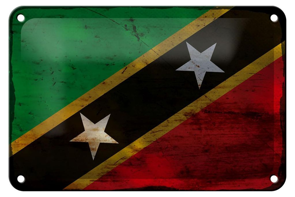 Blechschild Flagge St. Kitts und Nevis 18x12cm Flag Rost Dekoration