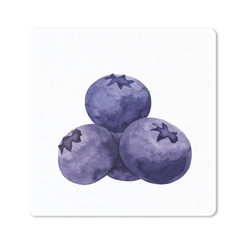 MuchoWow Mauspad Mousepad Aquarell - Heidelbeere - Obst 30x30 cm - Mousepads - Maus Mat - Pad - Mausunterlage - Gaming