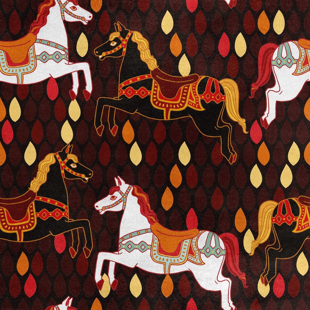 Royal Samt Stoff Polyester Zum Nähen - Motiv Pferd