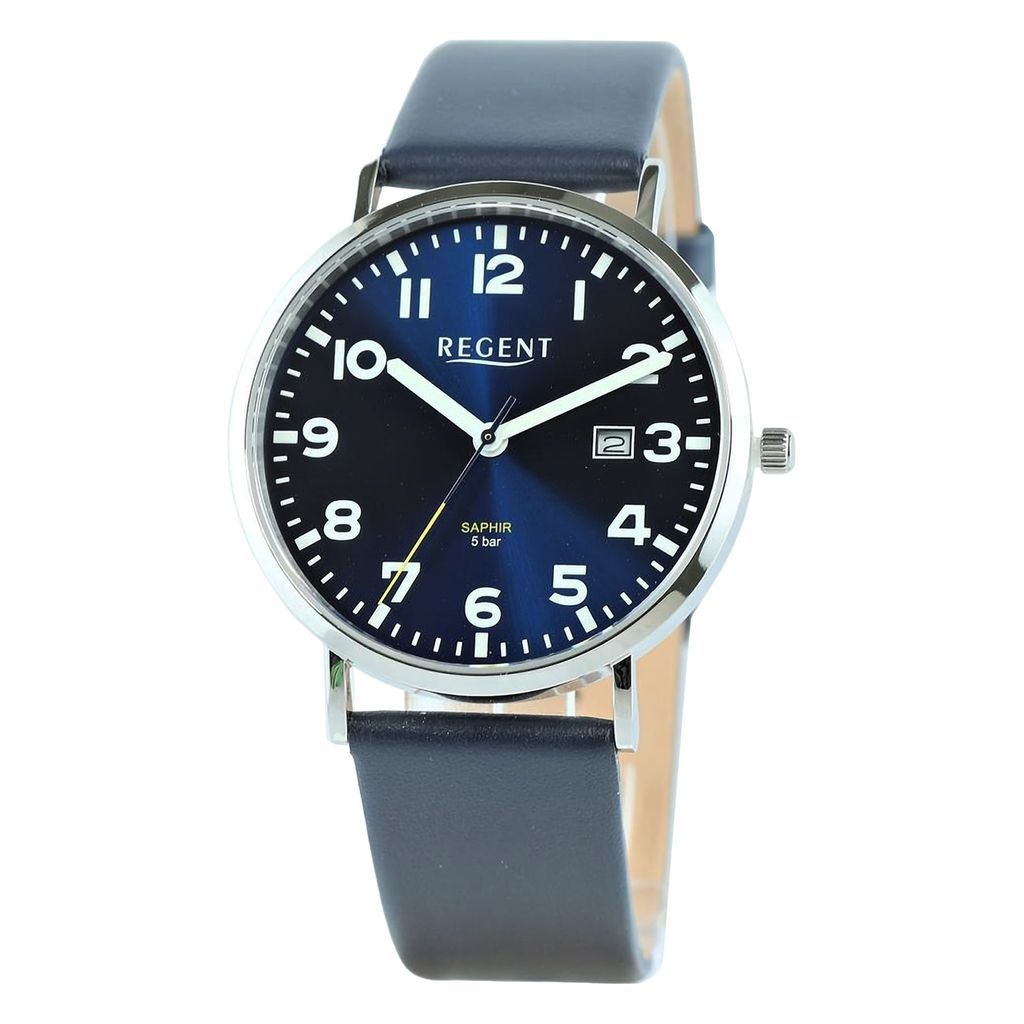Regent Herren Uhr Lederarmband Leder Armbanduhr Analog blau UR1114076