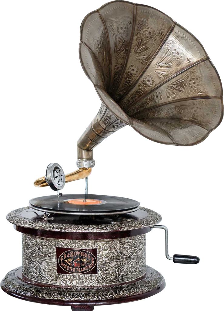 Nostalgie Grammophon rund Gramophone Dekoration Trichter Grammofon Antik-Stil