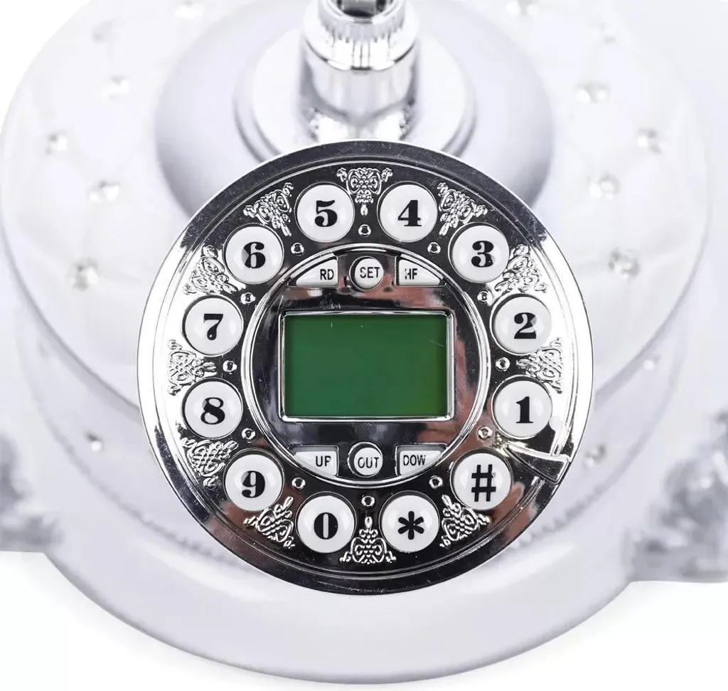 Téléphone rétro à cadran résistant, ligne fixe stable blanche