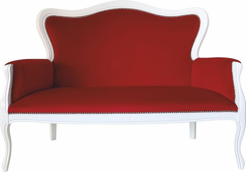 Casa Padrino Luxus Barock Samt Sofa Bordeauxrot / Weiß 125 cm - Barock Möbel