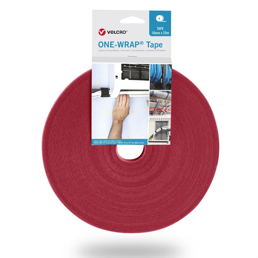 VELCRO® One Wrap® Ruban Auto-agrippant Rouge 13mm x 25m pour Câbles