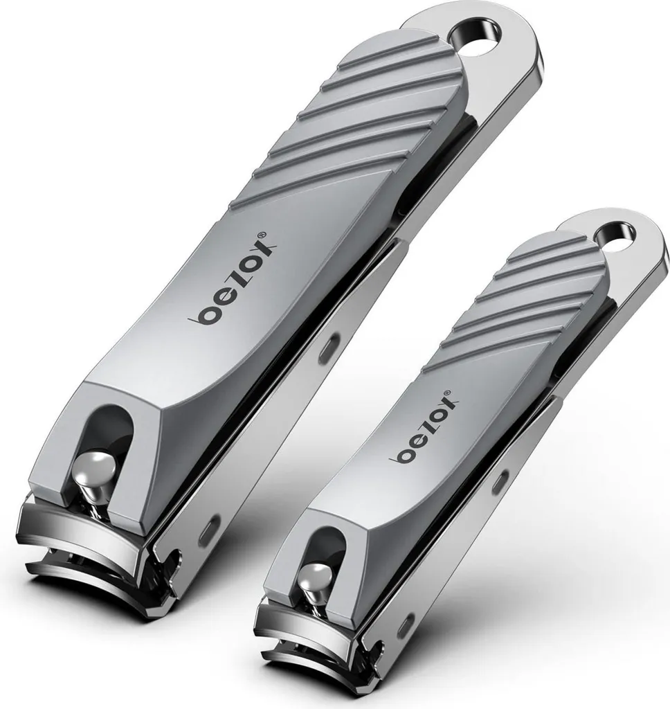 Tagliaunghie BEZOX Set 2 Pezzi Acciaio Inox con Raccoglitore Unghie