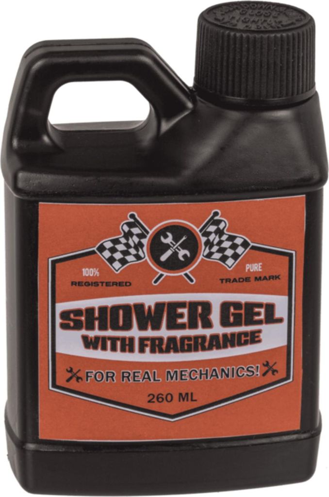 Duschgel Motorölflasche mit Werkzeug Schlüsselanhänger in Produktbild 