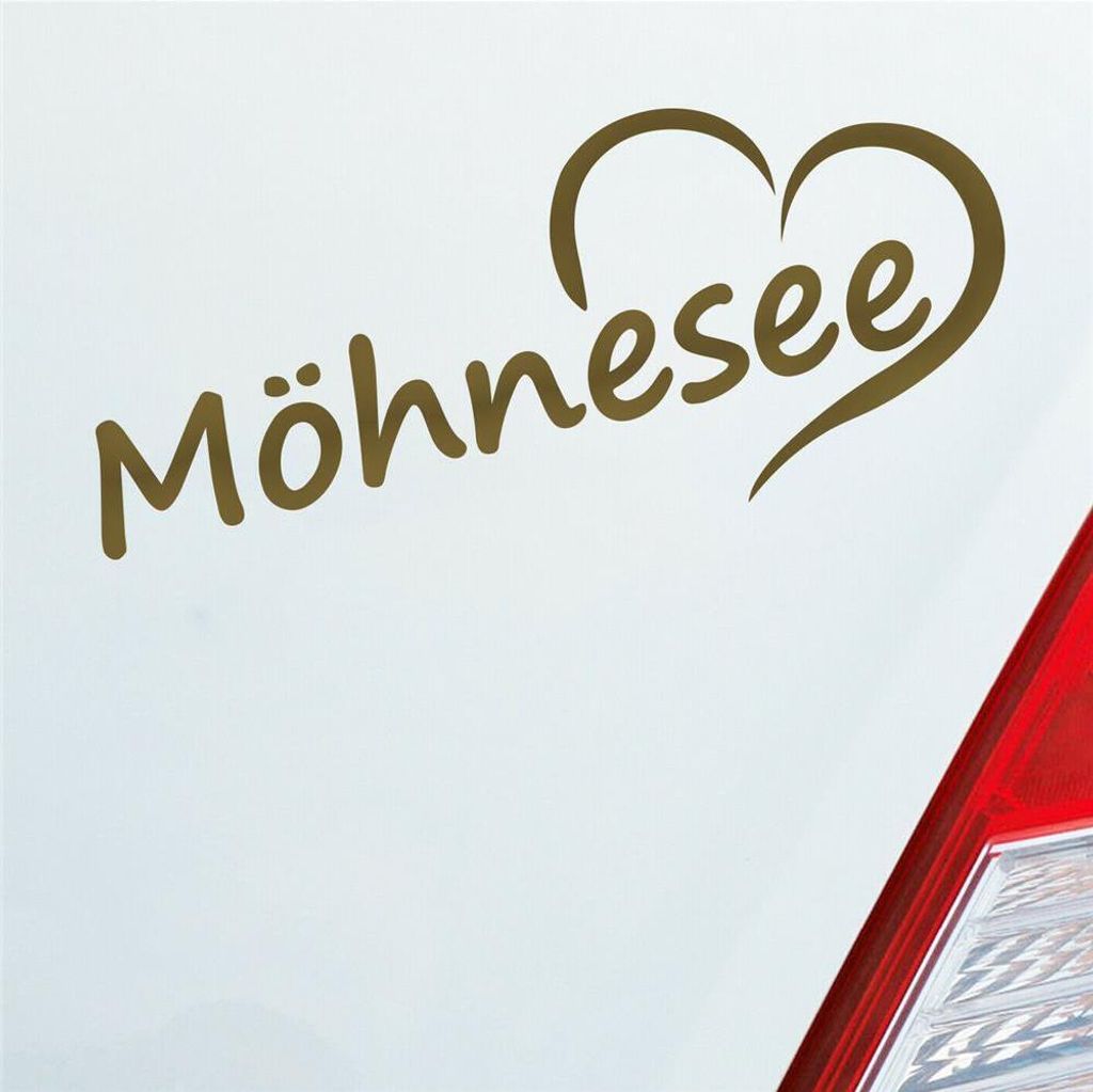 Auto Aufkleber Möhnesee Sauerland HSK Soest Herz Stadt Liebe Love 20x8 cm Gold Sticker Heckscheibenaufkleber