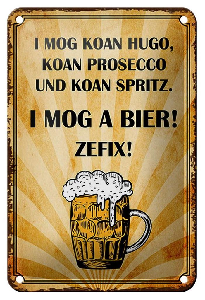 Blechschild Spruch 12x18cm i mog koan Hugo i mog a Bier