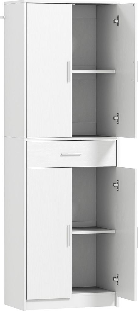 Küchenschrank, 3-stufig verstellbare Regale, Spanplatten, MDF, viel Stauraum, Weiß
