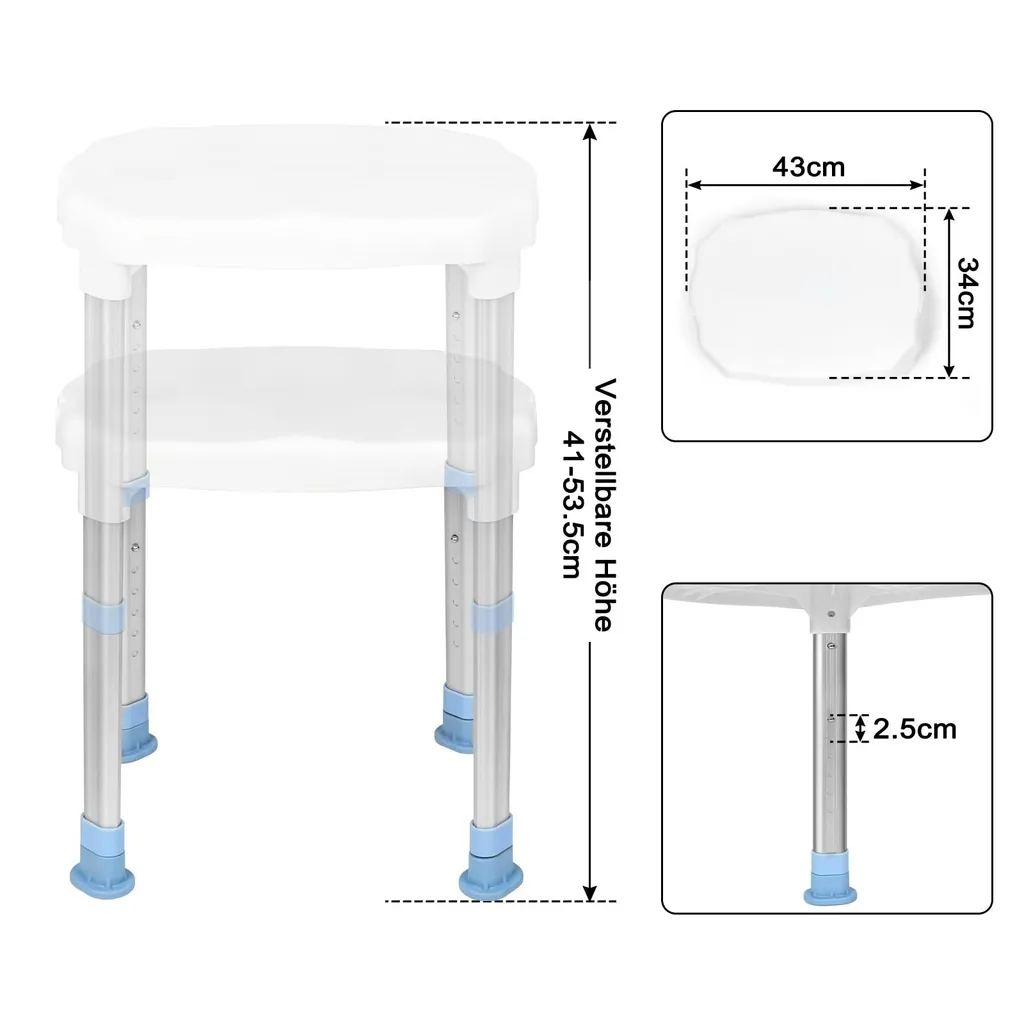 Aide à la douche sécurisée : tabouret stable pour personnes âgées blanc - 2