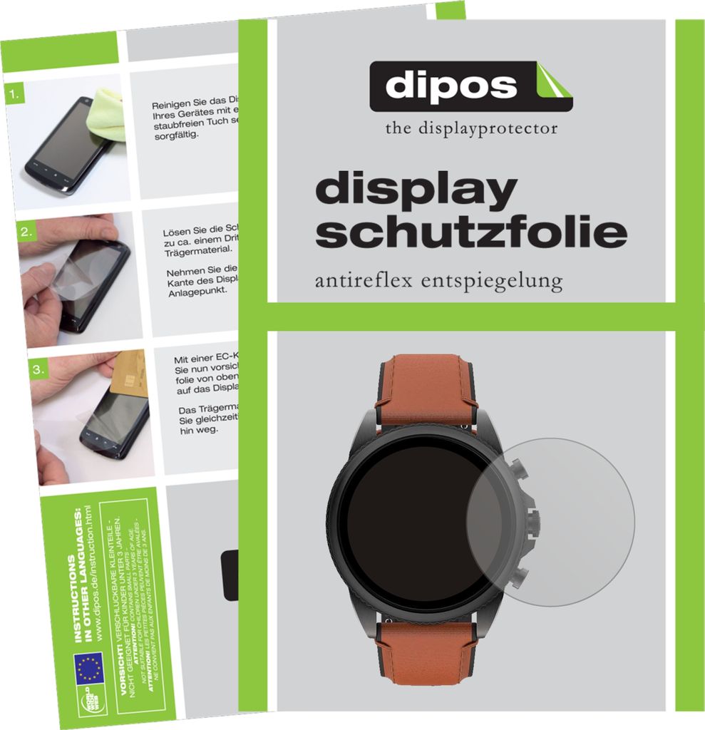 6x Schutzfolie für Fossil Gen 6 (44 mm) Smartwatch matt Displayschutzfolie Folie Display Schutz dipos