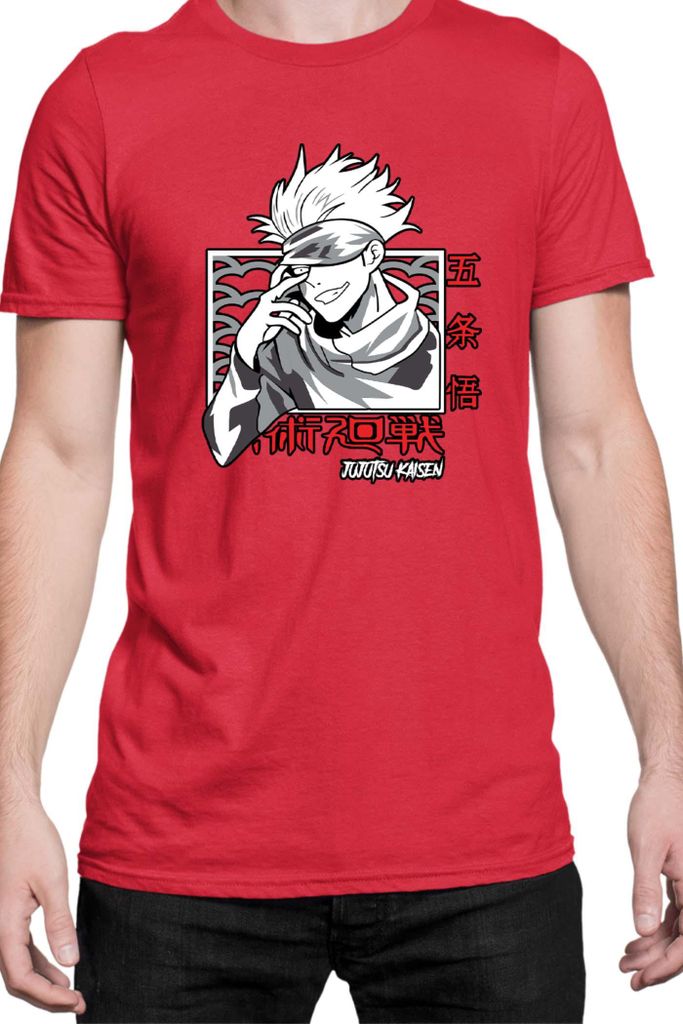 Herren T-Shirt Japan Manga Anime Comics Animation Jujutsu Anime Manga Kaisen Satoru Gojo 05, Man M / Rot