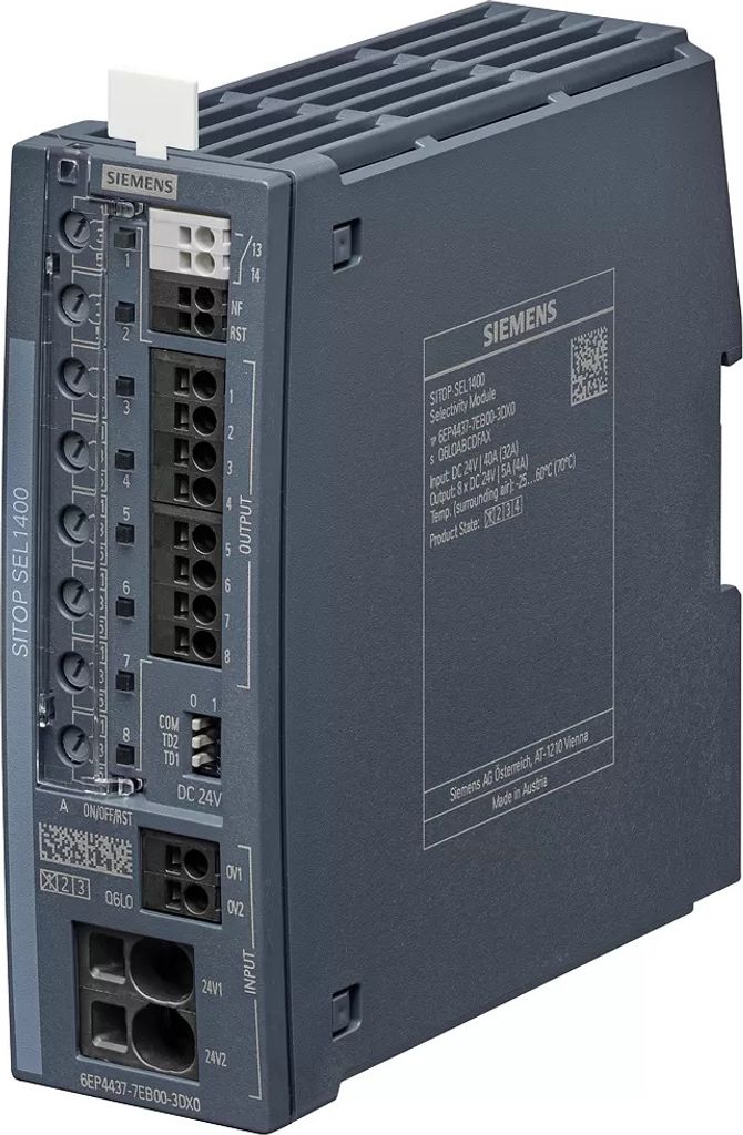 Siemens Selektivitätsmodul SITOP SEL1400, DC 24 V/8 x 1 ... 5 A mit Summenmeldekontak... 6EP44377EB003DX0
