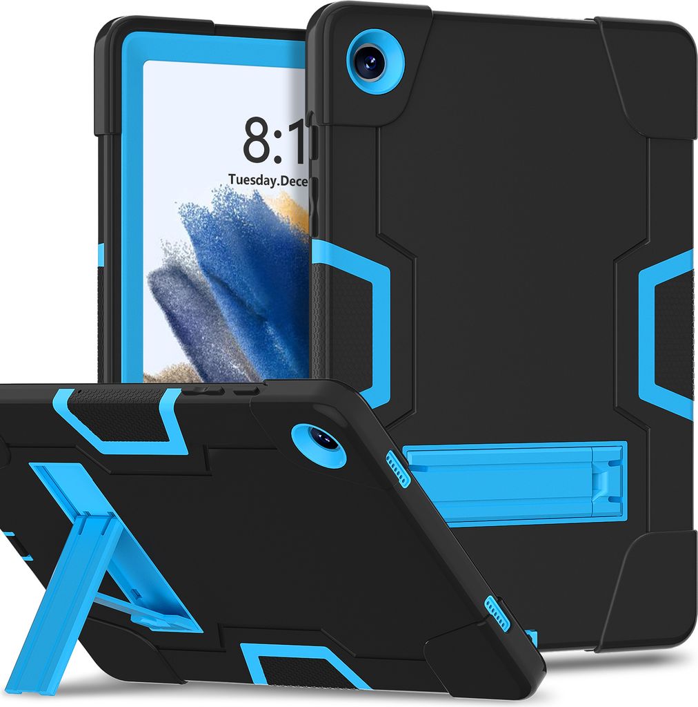 Hülle für Samsung Galaxy Tab A9 Plus /Tab A9+ 11" 2023 Hybrid Dreilagige Robust Stoßfest Schwerlast Schutzhülle mit Ständer Schwarz Blau